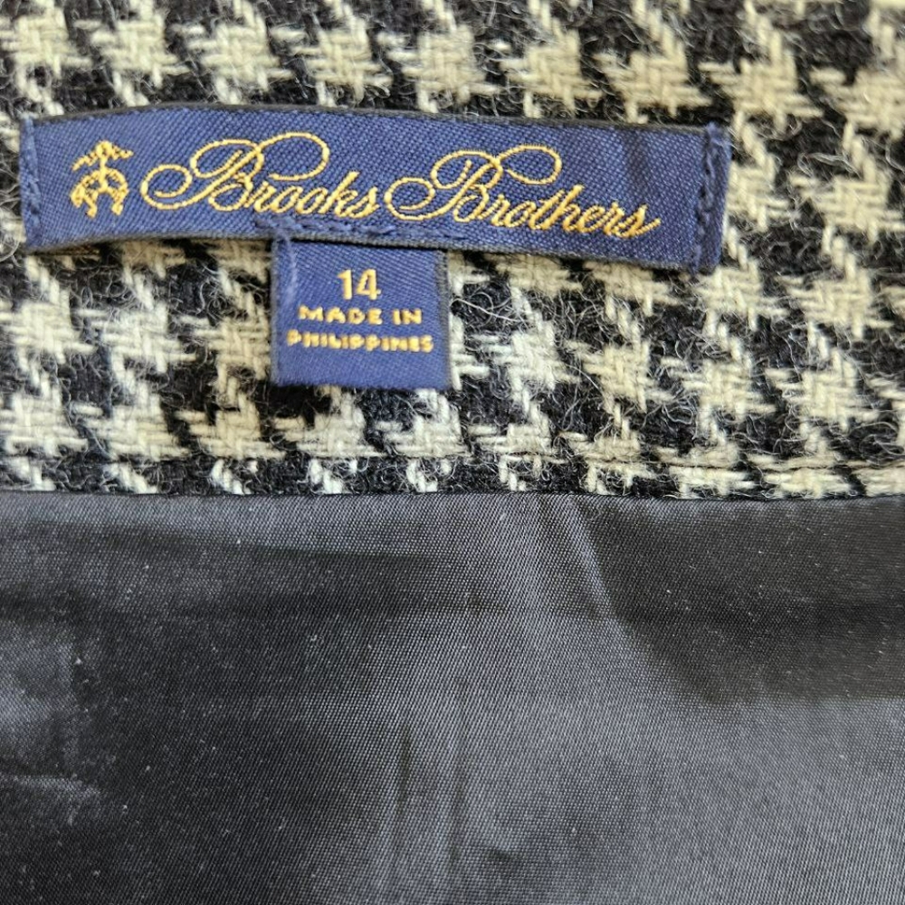 Brooks Brothers Classic And White Black Houndstooth Skirt 14 - Picture 2 of 6
